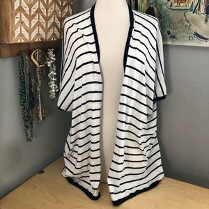 Ann Taylor LOFT Breton Stripe Open Cardigan Women’s size XS Beige Black NWT's